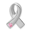 Sterling Silver Rhodium-plated Pink CZ Awareness Ribbon Pendant