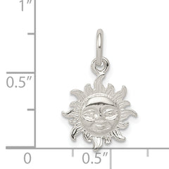 Sterling Silver 925 Sun Pendant with Polished Face and Anti-Tarnish Finish