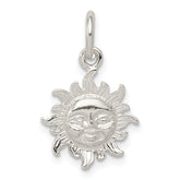Sterling Silver Polished Face in Sun Pendant