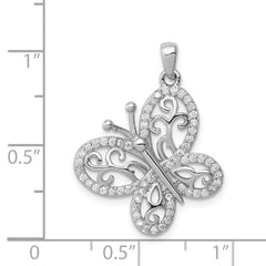 Sterling Silver 925 CZ Butterfly Pendant with Rhodium Plating