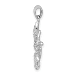 Sophia Jewelers Rhodium-Plated Sterling Silver CZ Butterfly Pendant
