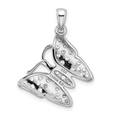 Sophia Jewelers Rhodium-Plated Sterling Silver CZ Butterfly Pendant