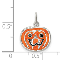 Sophia Jewelers Sterling Silver Enamel Pumpkin Pendant with Anti-Tarnish Finish