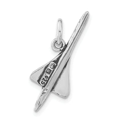 Sterling Silver 925 Antiqued Airplane Pendant for Unisex Elegance