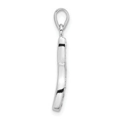 Sterling Silver 925 Wishbone Pendant with White CZ Rhodium Polish