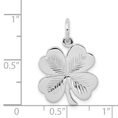 Men's Sterling Silver 925 Four Leaf Clover Pendant Polished Rhodium Elegance