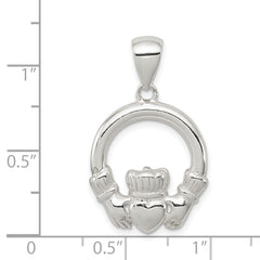 Sterling Silver 925 Claddagh Pendant with Polished Anti-tarnish Finish