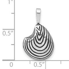 Unisex 925 Sterling Silver Polished Antiqued Shell Pendant by Sophia Jewelers