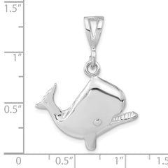Sterling Silver 925 Polished Whale Pendant Unisex Elegant Design