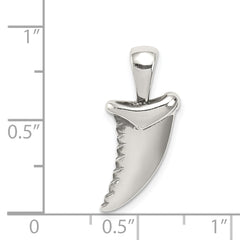 Sterling Silver 925 Men's Shark Tooth Pendant with Antiqued Finish