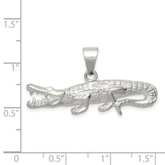 Sterling Silver 925 Crocodile Pendant with Polished Textured Finish