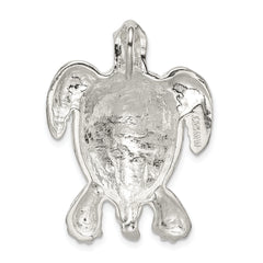 Sterling Silver Turtle Chain Slide Pendant with Polished Textured Finish