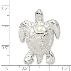 Sterling Silver Turtle Chain Slide Pendant with Polished Textured Finish