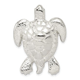 Sterling Silver Polished & Textured Turtle Chain Slide Pendant
