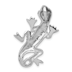 Sterling Silver 925 Gecko Pendant with Black Enamel Unisex Polished Finish