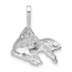Sterling Silver 925 Goldfish Pendant with Polished Textured Fins Unisex