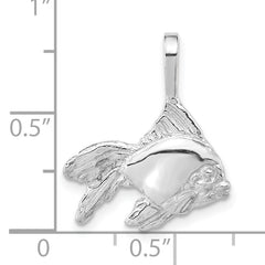 Sterling Silver 925 Goldfish Pendant with Polished Textured Fins Unisex
