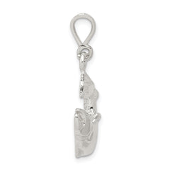 Sterling Silver 925 Polished Salmon Pendant for Men with Anti-Tarnish Finish