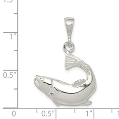 Sterling Silver 925 Polished Salmon Pendant for Men with Anti-Tarnish Finish