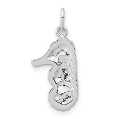 Sophia Jewelers Sterling Silver Seahorse Pendant with Black Multicolor CZ