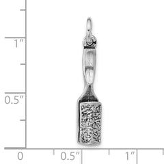 Sterling Silver 925 Polished Antiqued 3D Hair Brush Pendant for Women