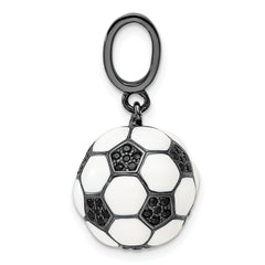 Sterling Silver 3D Soccer Ball Pendant with Black CZ Elegant Finish
