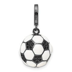 Sterling Silver 3D Soccer Ball Pendant with Black CZ Elegant Finish