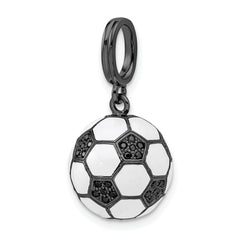 Sterling Silver 3D Soccer Ball Pendant with Black CZ Elegant Finish