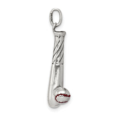 Sophia Jewelers Men's Sterling Silver Enamel Bat and Ball Charm