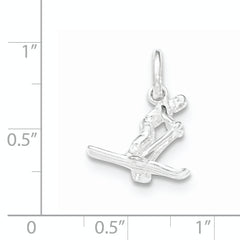 Sterling Silver 925 Skier Charm with Polished Finish Elegant Design