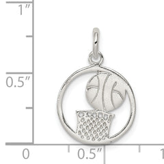 Sterling Silver 925 Basketball Pendant with Polished Anti-Tarnish Finish