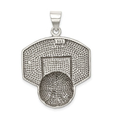 Sophia Jewelers Sterling Silver Antiqued Basketball Pendant for Men