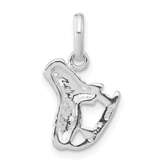 Sterling Silver 925 Polished Ice Skate Charm Unisex Textured Elegance