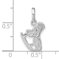 Sterling Silver 925 Polished Ice Skate Charm Unisex Textured Elegance
