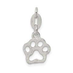 Sterling Silver 925 Paw Print Charm with Polished Anti-Tarnish Finish