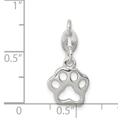 Sterling Silver 925 Paw Print Charm with Polished Anti-Tarnish Finish