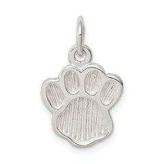 Sterling Silver 925 Paw Print Charm with Polished Textured Design