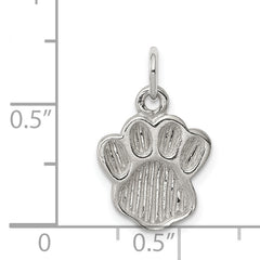 Sterling Silver 925 Paw Print Charm with Polished Textured Design