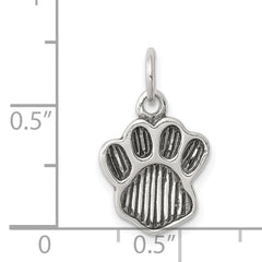 Sterling Silver 925 Polished Paw Pendant with Antique Finish