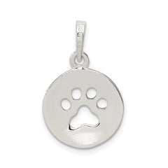 Sterling Silver 925 Paw Print Pendant with Polished Anti-Tarnish Finish