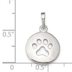 Sterling Silver 925 Paw Print Pendant with Polished Anti-Tarnish Finish