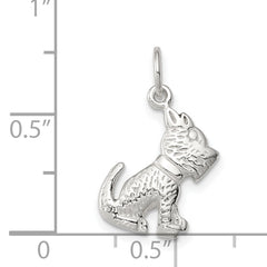 Sterling Silver 925 Dog Pendant Anti-tarnish Polished Textured Charm
