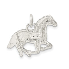 Sterling Silver 925 Men's Horse Pendant with Polished Textured Finish