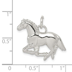 Sterling Silver 925 Men's Horse Pendant with Polished Textured Finish