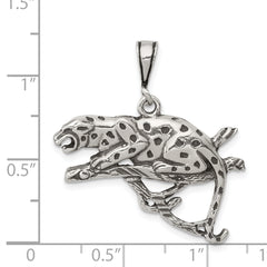 Sterling Silver 925 Men's Leopard Pendant with Antiqued Finish