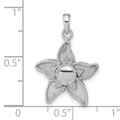 Sterling Silver 925 Flower Pendant Reversible Unisex Beaded Finish