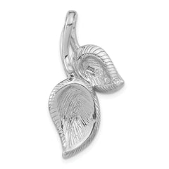 Sterling Silver 925 Crystal Pendant with Enameled Green Leaves