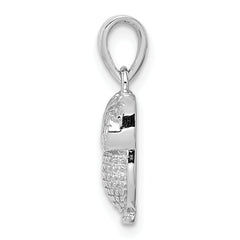 Sterling Silver 925 Owl Pendant with Blue Sapphire Rhodium Plated