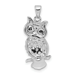 Sophia Jewelers Sterling Silver CZ Owl Pendant with Rhodium Elegance