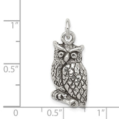 Sterling Silver 925 Textured Owl Pendant with Antiqued Finish